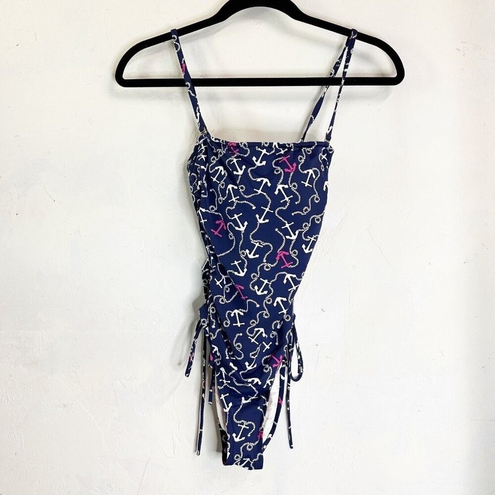 Lilly Pulitzer One Piece Swimsuit Hipster Anchor Womens XSmall Navy Blue